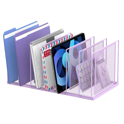 File Organizer for Desk, 5-Section Vertical File Sorter, Paper Holder Organizer Standing Metal File Folder for Office Home Classroom, Black