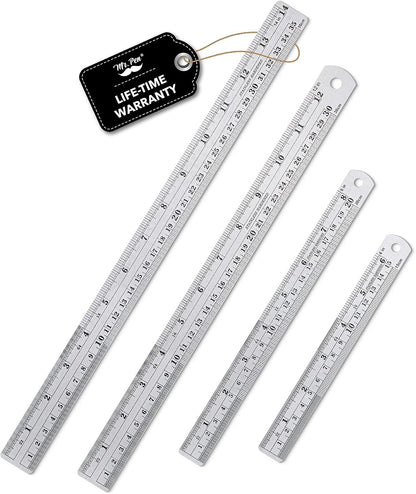 Mr. Pen- Metal Straight Edge Ruler, 4 pcs, 6", 8", 12", 14"