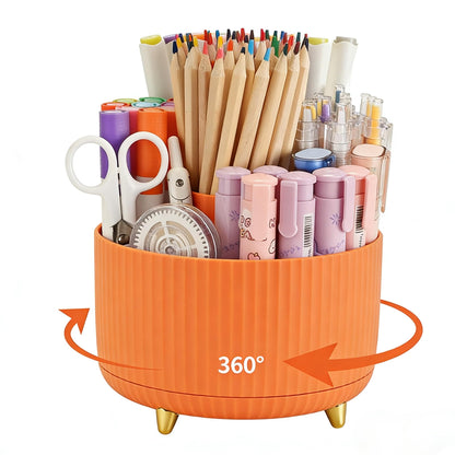 Camelmother 360°Rotating Pen&Pencil Holder For Desk With 5Slots Cute Office