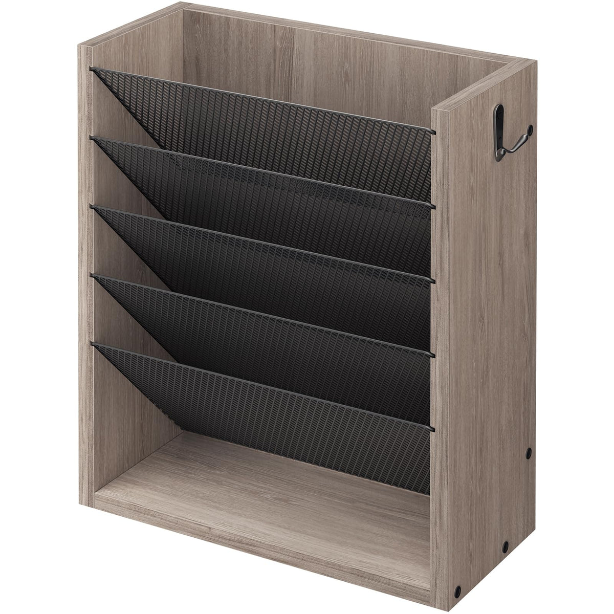 Wooden Mail Organizer, Desk Organizer with 3 Adjustable Shelves