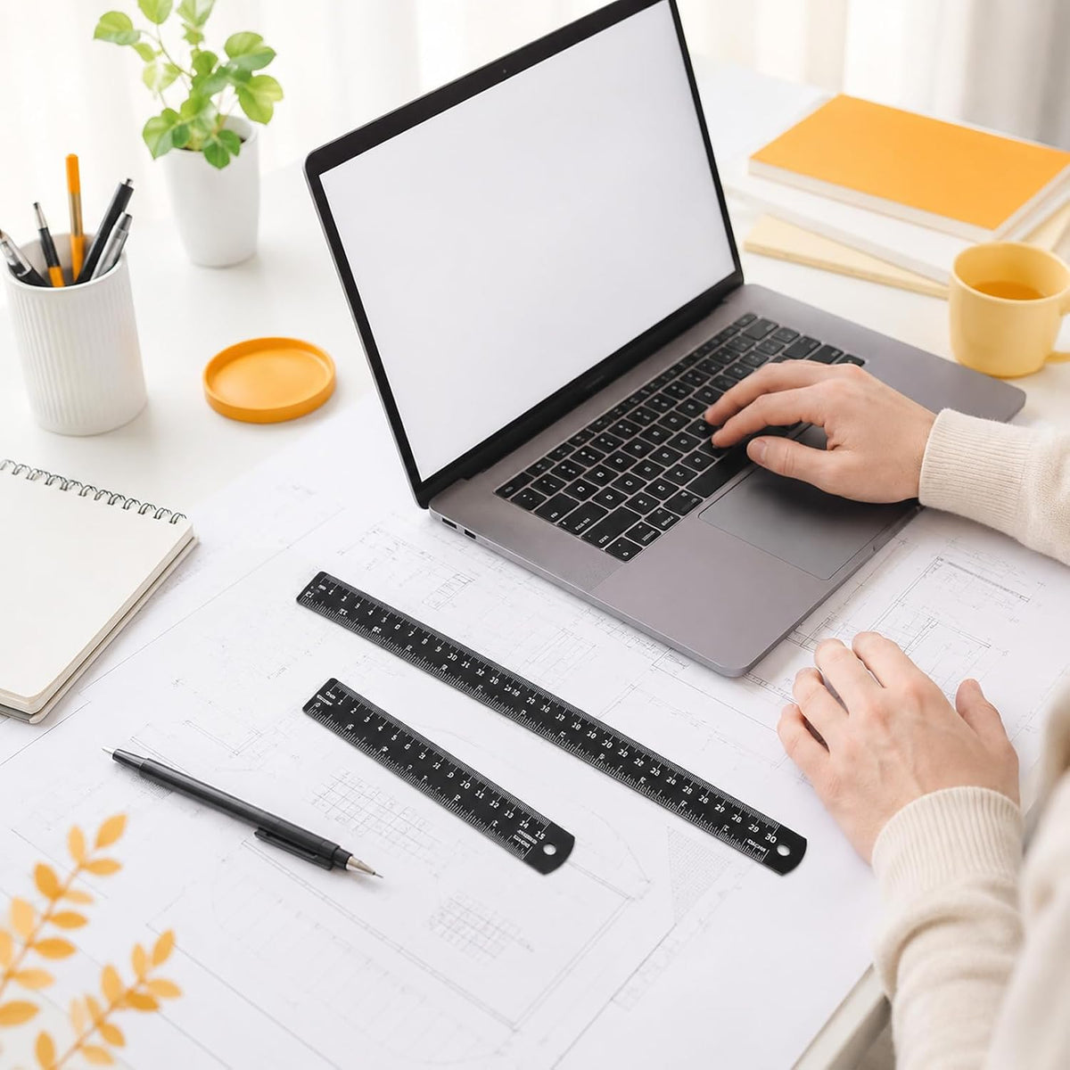 Metal Ruler Kit 12 Inch (30 CM) + 6 Inch (15 CM), Stainless Steel