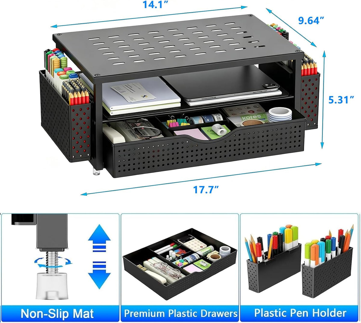 gianotter Monitor Stand with Drawer and 2 Pen Holders
