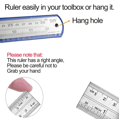 YouOKLight Stainless Steel Ruler 2-Pack, 12 Inch & 30 cm Metal Ruler Dual Scale, Flexible Yet Durable Metric and Imperial for Drawing, Engineering, Sewing, School, Office – Silver