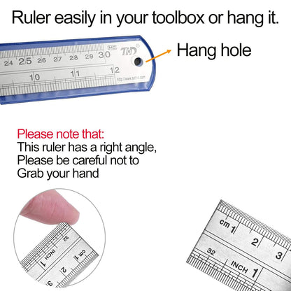 YouOKLight Metal Ruler Set, Stainless Steel 6 Inch and 12 Inch Rulers with Inches and Centimeters, Metric Precision Measuring Drawing Ruler, Silver