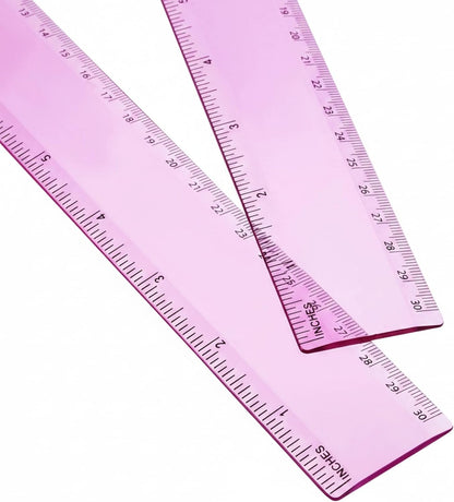 EBOOT 2 Pack Plastic Ruler Straight Clear Measuring Tool, Pink, 12 Inch