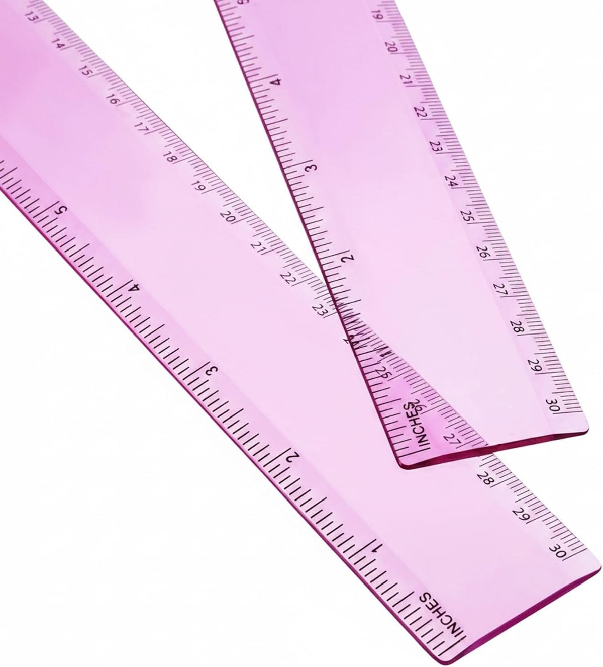 EBOOT 2 Pack Plastic Ruler Straight Clear Measuring Tool, Pink, 12 Inch