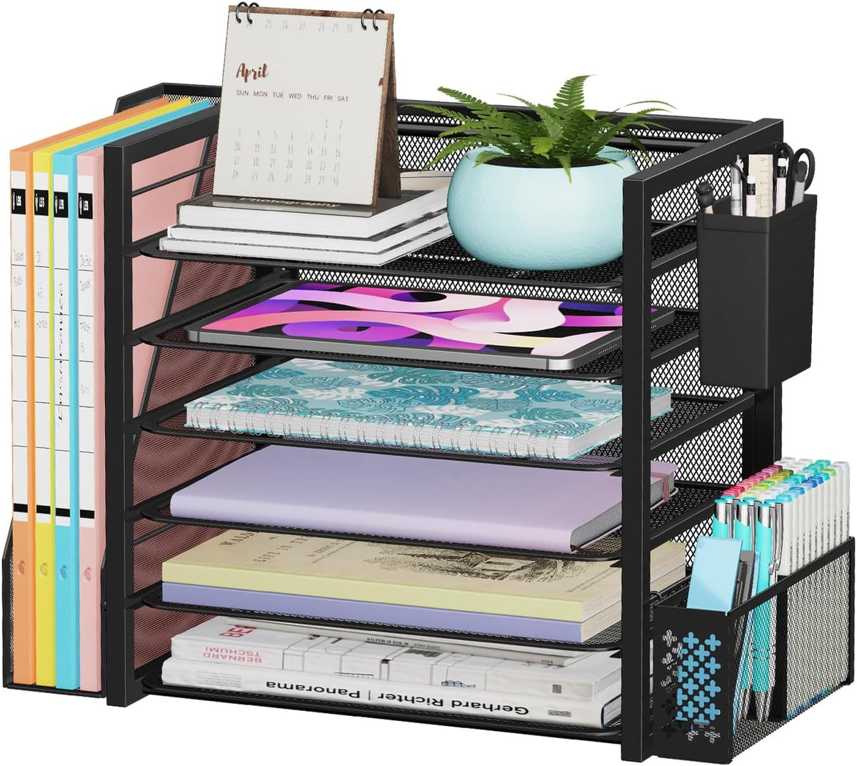 Simple Trending Desk File Organizer, 6-Tier Paper Organizer for Desk, Black