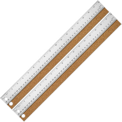 12+18 inch Metal Ruler with Cork Backing, Imperial & Metric Markings