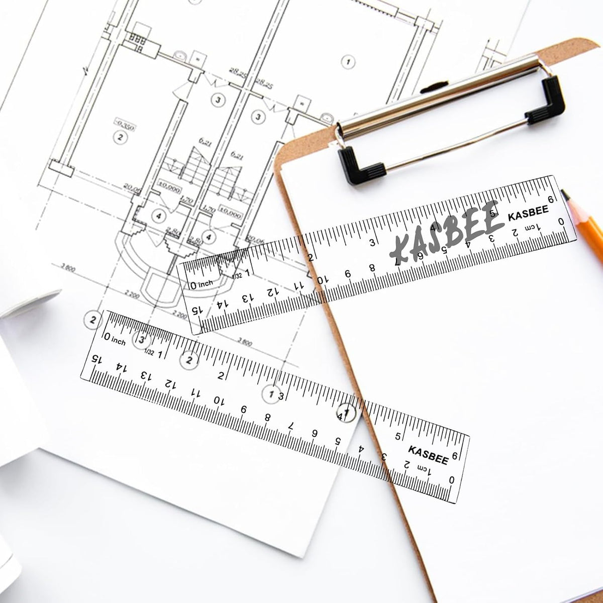 6 Inch Ruler, Clear Plastic Ruler, 2PCS