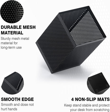 Comix Mesh Pen Holder Desk, Wire Pencil Holder with Foam Pad and Non-Slip Bottom Office Supplies Desk Organizer for Home Office School, 1 Pack