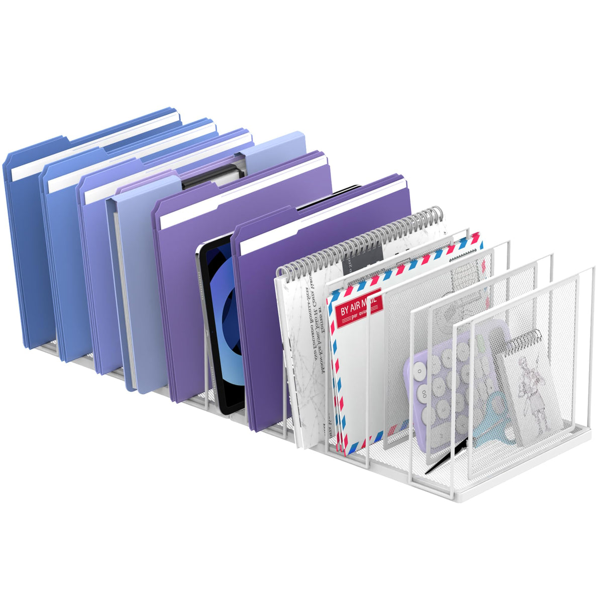 File Organizer for Desk, 5-Section Vertical File Sorter, Paper Holder Organizer Standing Metal File Folder for Office Home Classroom, Black