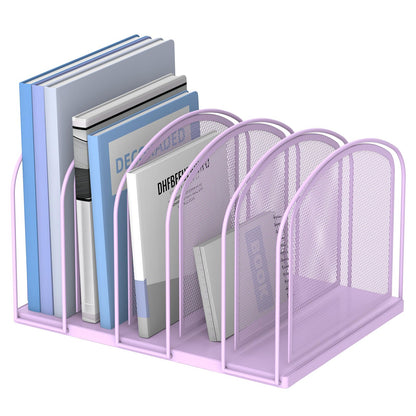 SUPEASY 5-Section File Organizer for Desk, Metal File Folder Holder, Black