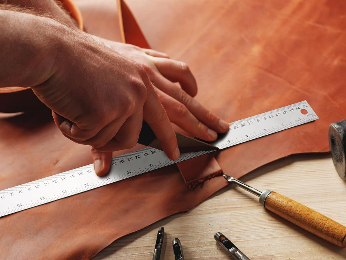 12+18 inch Metal Ruler with Cork Backing, Imperial & Metric Markings