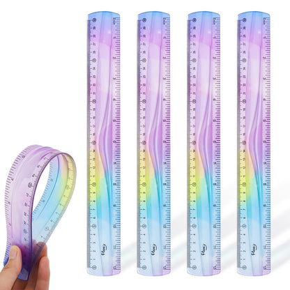 2 Pcs 12 Inch Flexible Ruler, Bendable Plastic Ruler, Gradient-Colored Flexible Rulers with Centimeters and Inches for Students, School, Classroom and Office Use