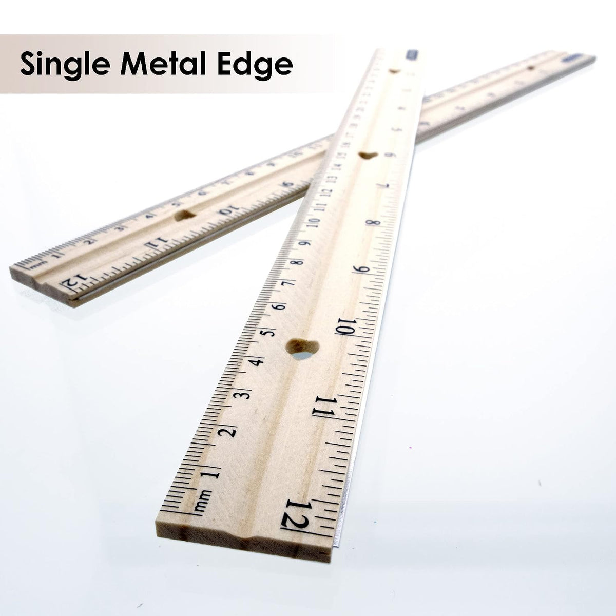 BAZIC Products 12 in Wooden Ruler, Inch & Metric (30 cm)