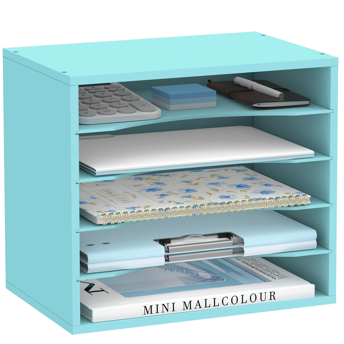 3 Tier Wood Desk Organizer, Mail Sorter and Paper Organizer for Desk, Black
