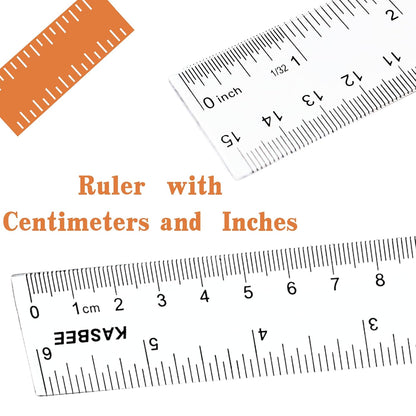 6 Inch Ruler, Clear Plastic Ruler, 2PCS
