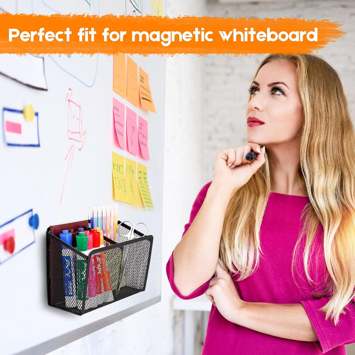 Magnetic Pencil Holder Whiteboard Pen Holder Locker Accessories (2-Slot*1)