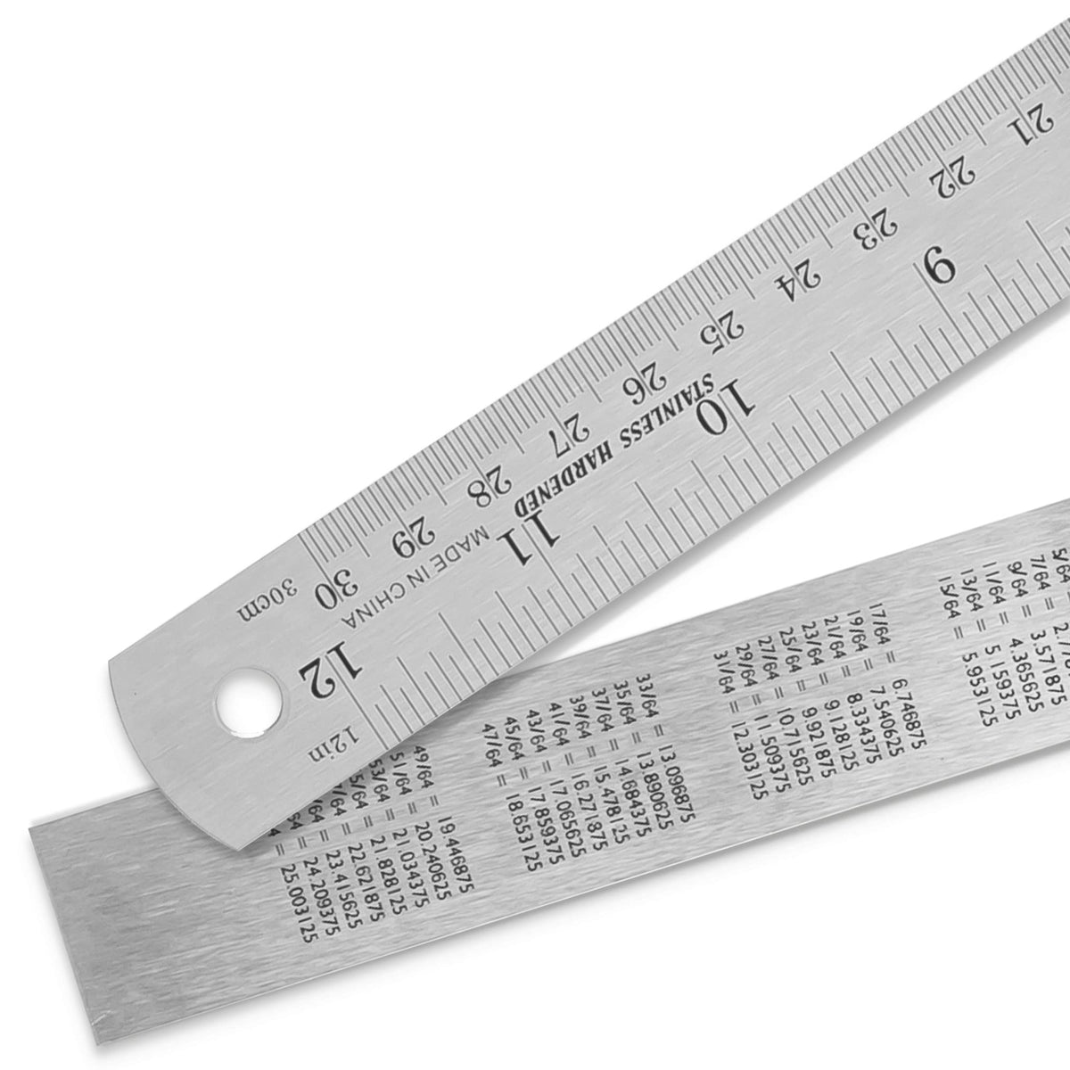 Pacific Arc 12 Inch Stainless Steel Ruler with Inch/Metric Conversion Table