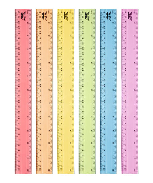 Mr. Pen- Plastic Ruler Set, 6 Pack, 12 Inch, Pastel Colors