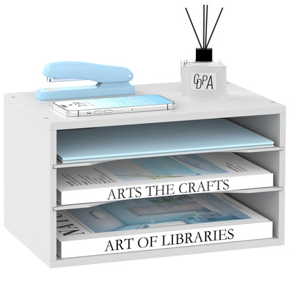 3 Tier Wood Desk Organizer, Mail Sorter and Paper Organizer for Desk, Black