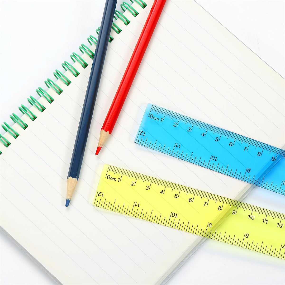 8pcs Color Transparent Ruler Plastic Rulers,Ruler 12 Inch with Inch and Metric Graduations,Suitable for Engineering Drawings and Offices Family.
