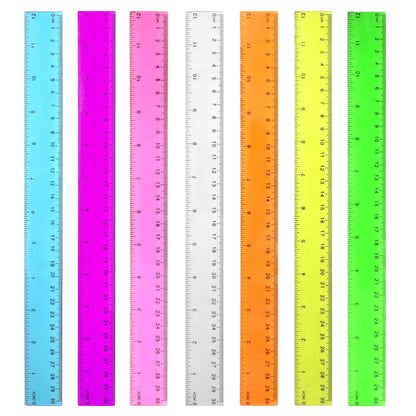 Color Clear Ruler Plastic Rulers - Ruler 12 inch, Kids Ruler for School