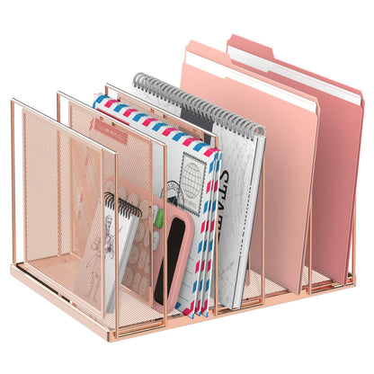 File Organizer for Desk, 5-Section Vertical File Sorter, Paper Holder Organizer Standing Metal File Folder for Office Home Classroom, Black