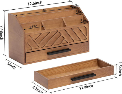 Desk Organizer with Drawer, Countertop Bill Mail Organizer and File Storage
