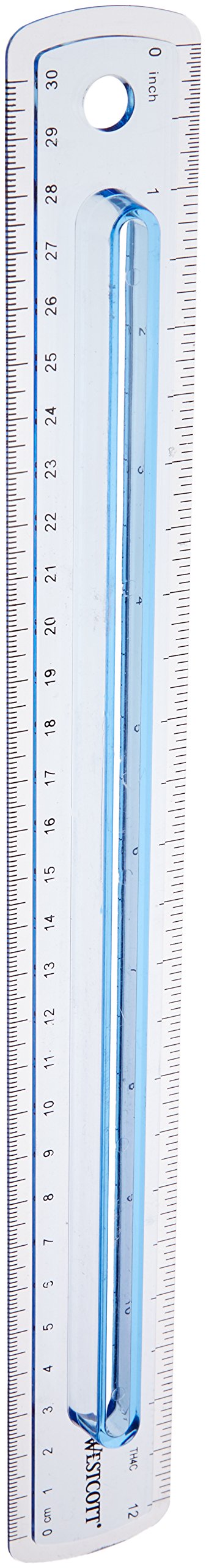Westcott Finger Grip Plastic Ruler Measuring Inches and Metric, 12", Assorted Colors