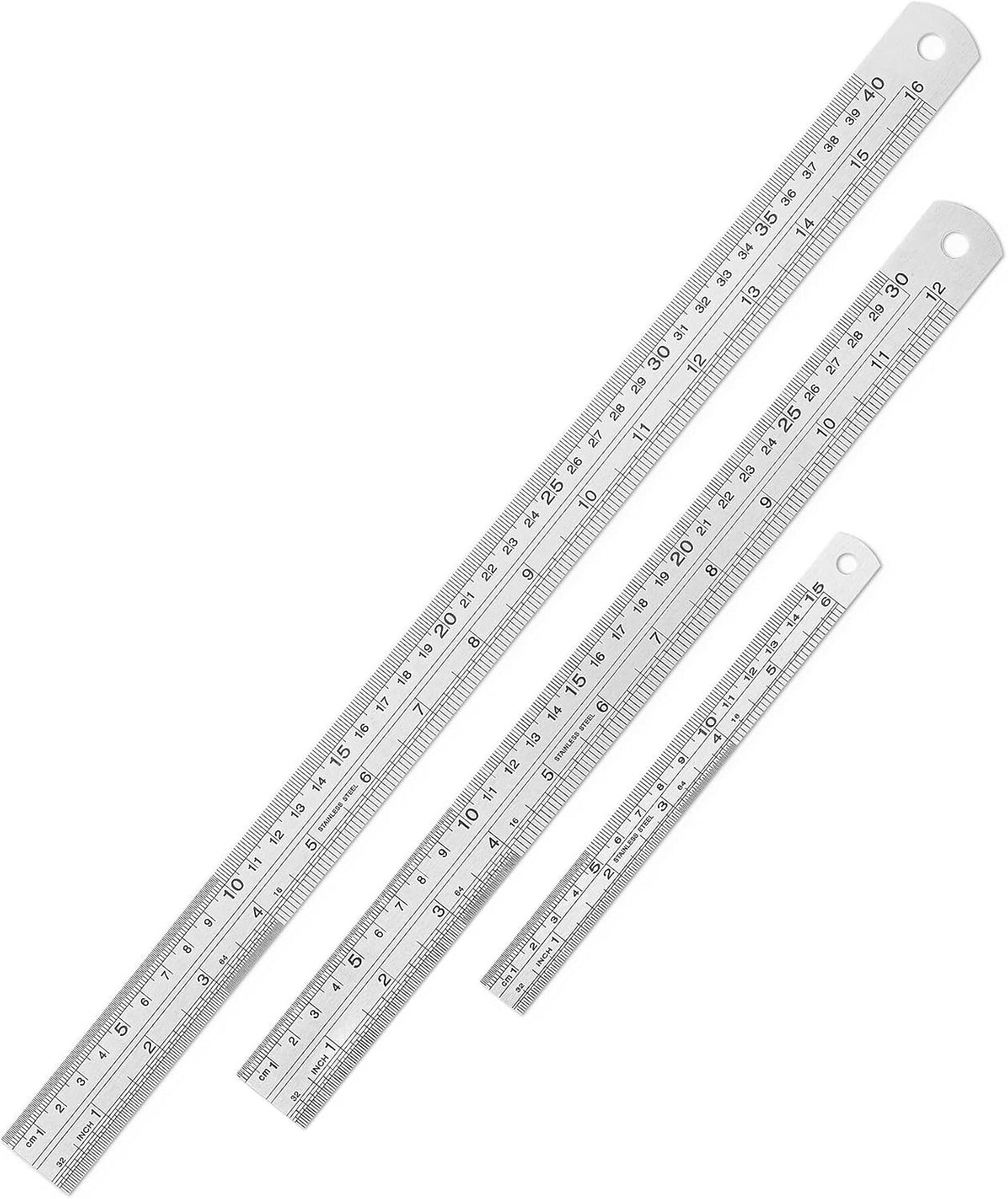 Mr. Pen- Metal Straight Edge Ruler, 3 pcs, 6", 12", 16"