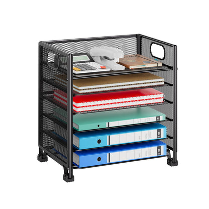 Simple Trending 5-Tier Paper Tray Organizer, File Organizer for Desk, Black
