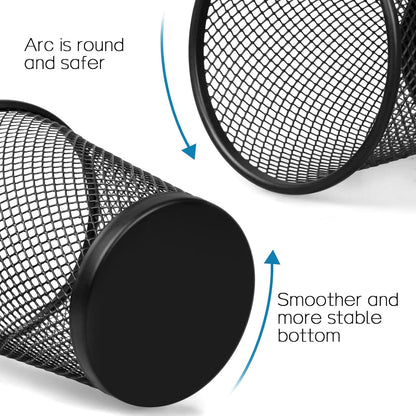 QYH Mesh Pencil Holder for Desk 6 Pack, Metal Pen Cup Black