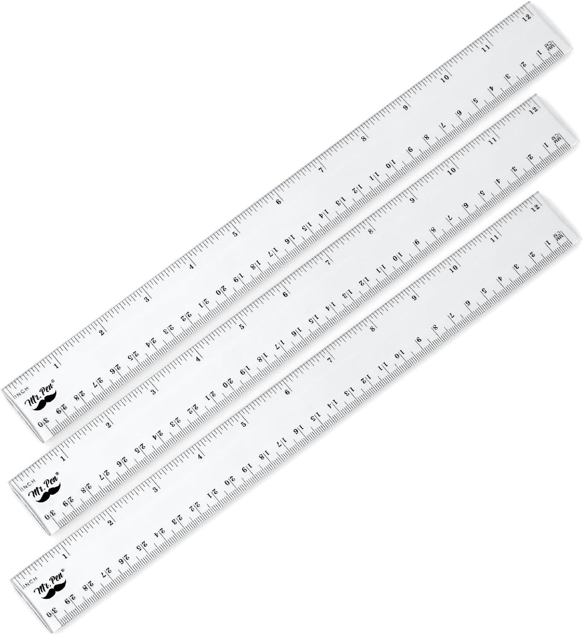 Mr. Pen- Plastic Rulers, 12 Inch, 3 Pack, Easy-to-Read Markings