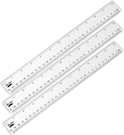 Mr. Pen- Plastic Rulers, 12 Inch, 3 Pack, Easy-to-Read Markings
