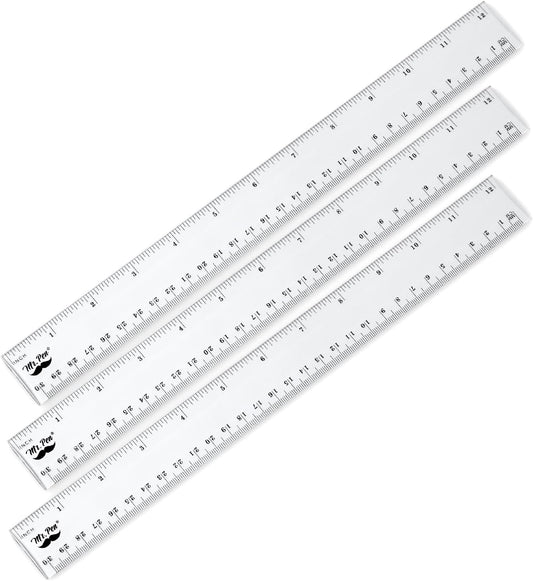 Mr. Pen- Plastic Rulers, 12 Inch, 3 Pack, Easy-to-Read Markings
