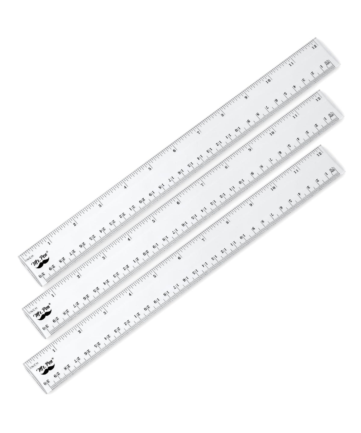 Mr. Pen- Plastic Rulers, 12 Inch, 3 Pack, Easy-to-Read Markings