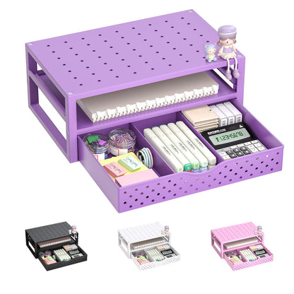 WALI Desk File Organizer, 4 Tier Desktop Paper Letter Tray Organizer with Drawer and 2 Pen Holders, Office Desk Accessories & Workspace Organizers for Office, Home Supplies(DO005DH-B), 1 Pack, Black