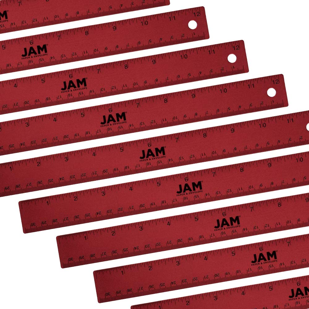 JAM PAPER Strong Aluminum Ruler - 12 Inch - Metal Ruler with Non-Skid Cork Backing - Lime Green - Sold Individually