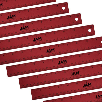 JAM PAPER Strong Aluminum Ruler - 12 Inch - Metal Ruler with Non-Skid Cork Backing - Lime Green - Sold Individually