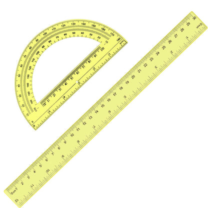 Zonon 2 Pcs 12 Inch Clear Ruler and 6 Inch Plastic Protractor Set, Clear
