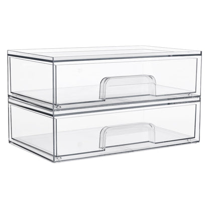 Vtopmart 4 Pack Small Clear Stackable Storage Drawers, Fits Narrow Spaces