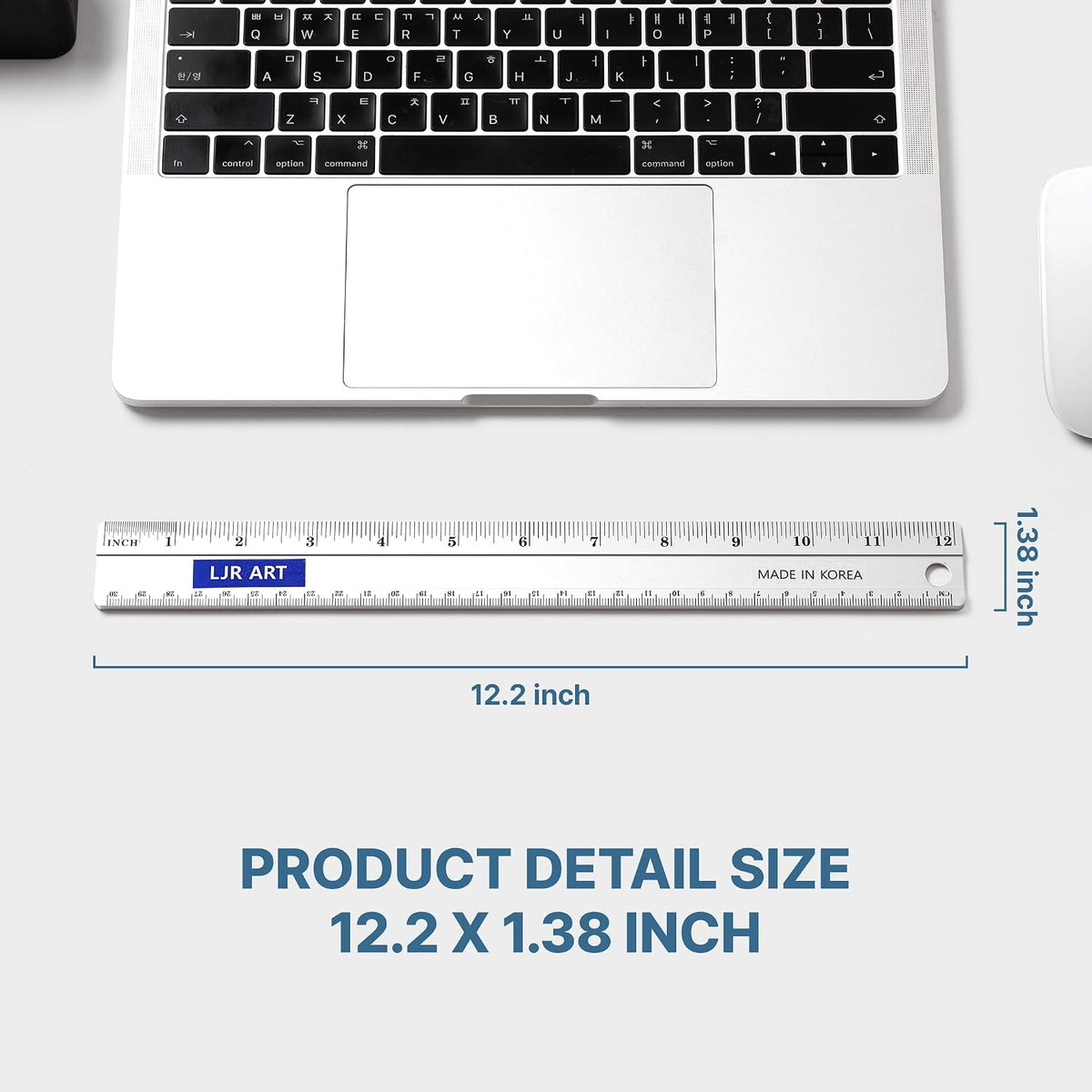 12 Inch Aluminum Cutting Ruler, Dual Scale Inch/Metric Measuring Tool with Precision Markings, Lightweight Straight Edge for Architects, Students, Engineers, and Designers