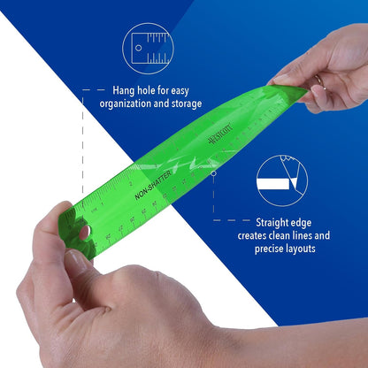 Westcott Shatterproof Ruler, 12-Inch, Green, 16012