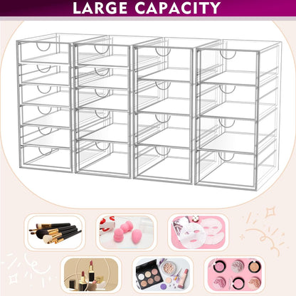 YFXCVSL Acrylic Makeup Organizer with 19 Drawers,Storage Drawer Organizer