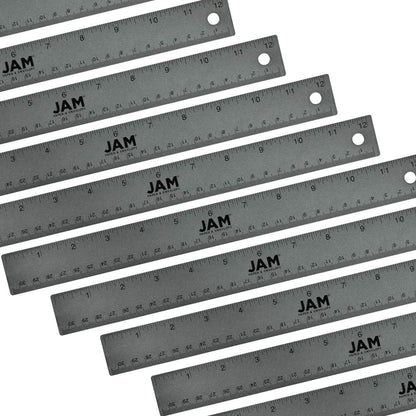 JAM PAPER Strong Aluminum Ruler - 12 Inch - Metal Ruler with Non-Skid Cork Backing - Lime Green - Sold Individually