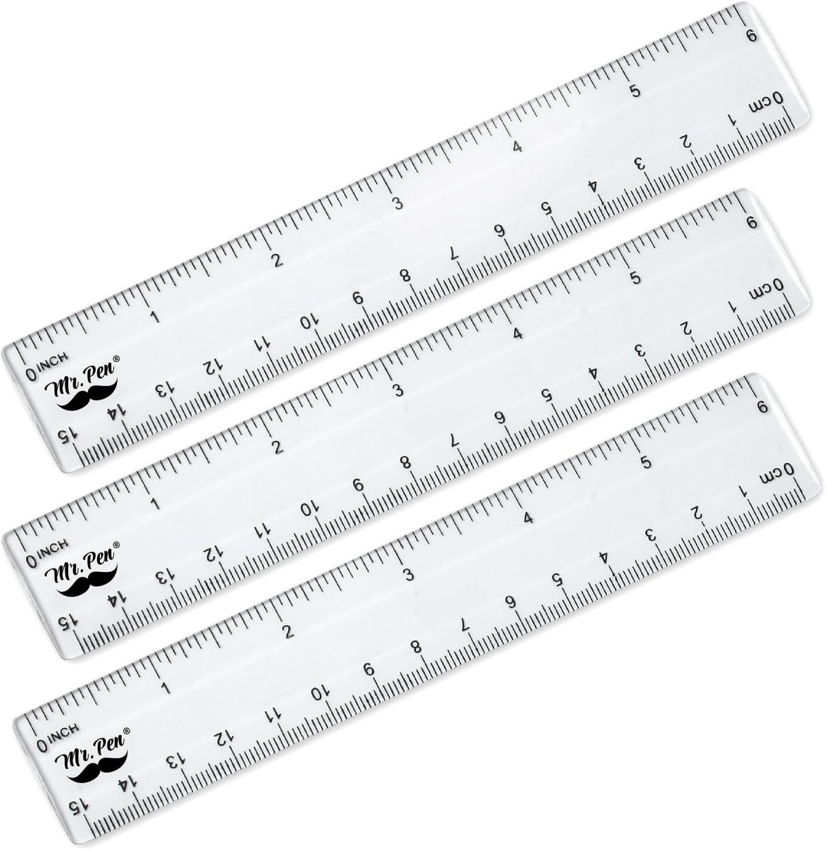 Mr. Pen- Plastic Rulers, 6 Inch, 3 Pack, Easy-to-Read Markings
