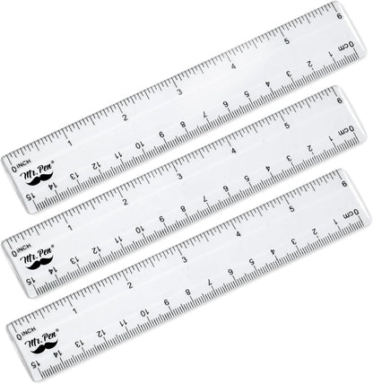 Mr. Pen- Plastic Rulers, 6 Inch, 3 Pack, Easy-to-Read Markings