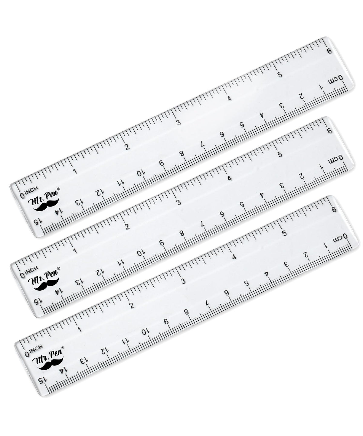 Mr. Pen- Plastic Rulers, 6 Inch, 3 Pack, Easy-to-Read Markings