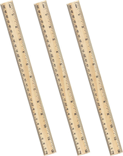 ZZTX 3 Pack Wooden Ruler 12 Inch（30 cm)